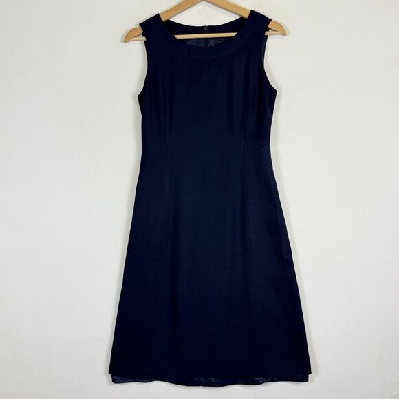 Ozoc Japan Navy Blue Sleeveless Lined Fitted Back Zip Sheath Dress Women's 4 US - Picture 1 of 7